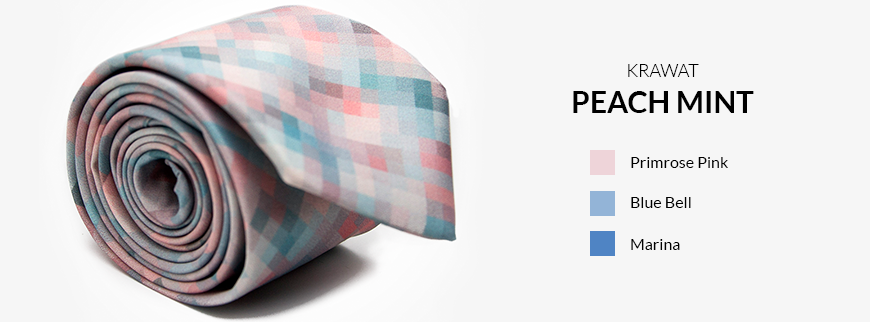 Krawat peach mint, krawat kolorowy. Krawat w piksele.