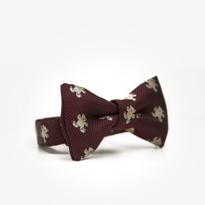 bordowa muszka dla chłopca w niedźwiadki