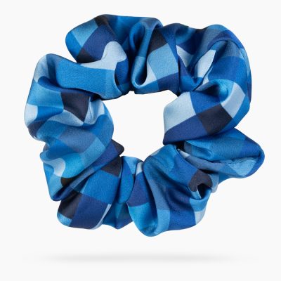 niebieska gumka scrunchie w piksele